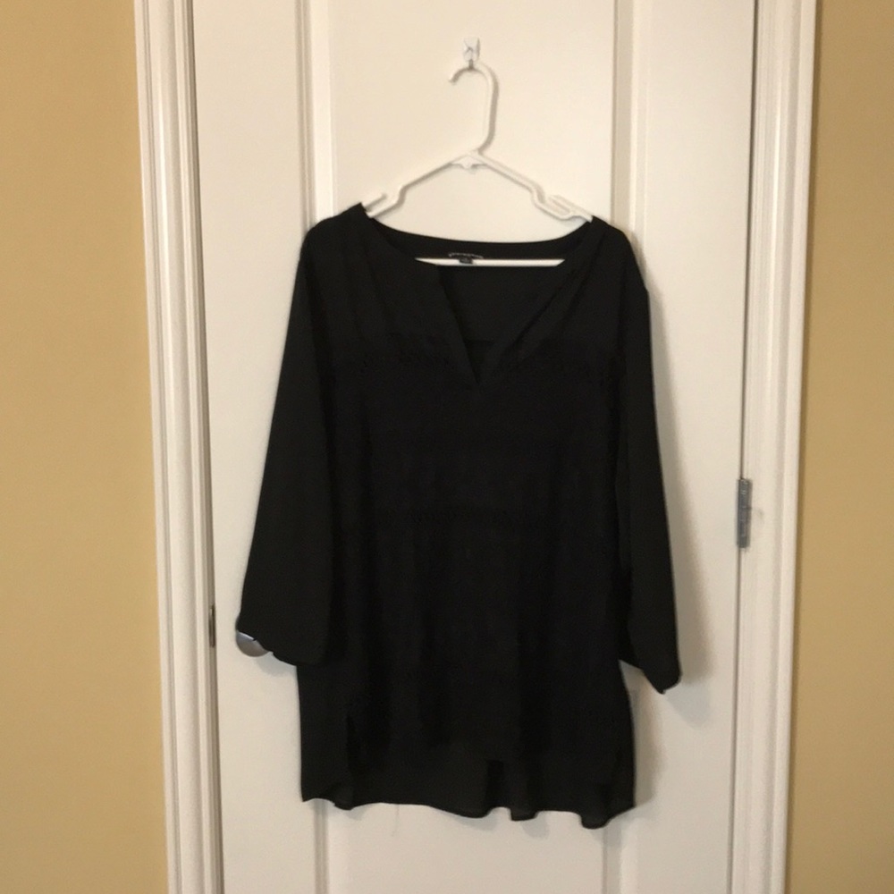 Black crochet front blouse